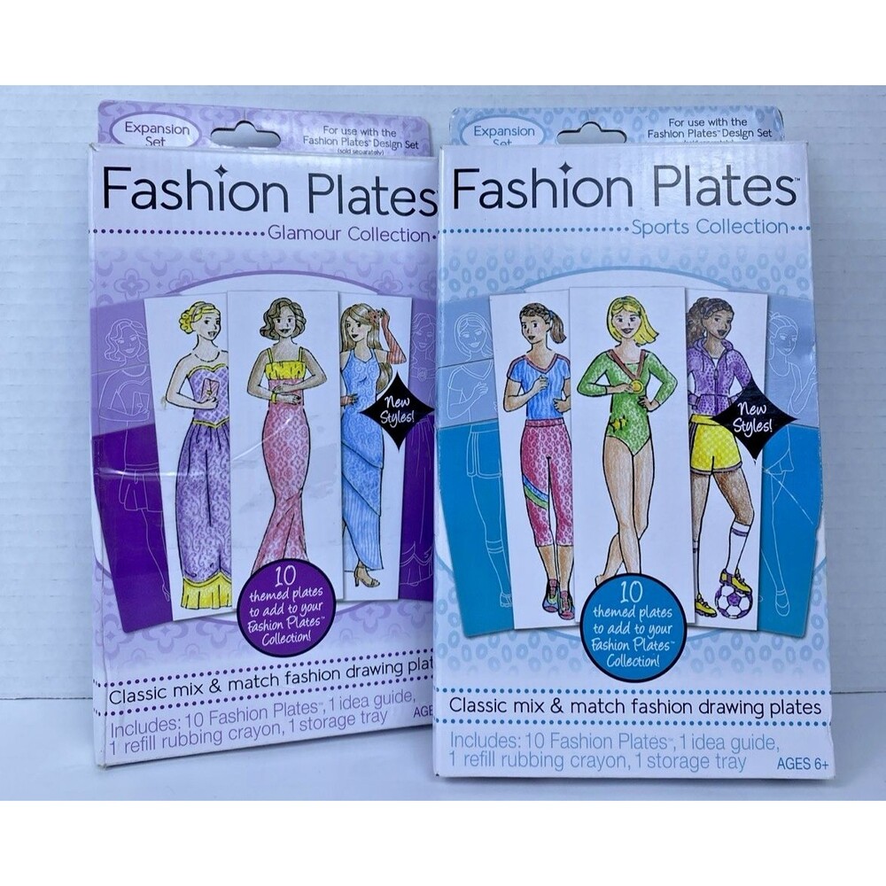 Kahootz Fashion Plates Sports Collection & Glamour Collection - 2 pc Set NEW
